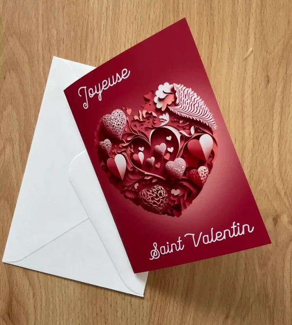 Carte St Valentin et son enveloppe